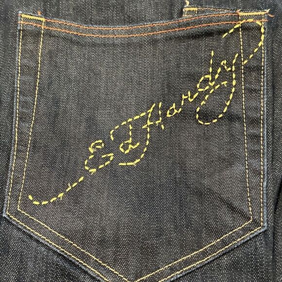 ED HARDY by Christian Audigier Men Jean 40x32  Y2K 09 Button Fly  Straight Fit - Picture 2 of 13